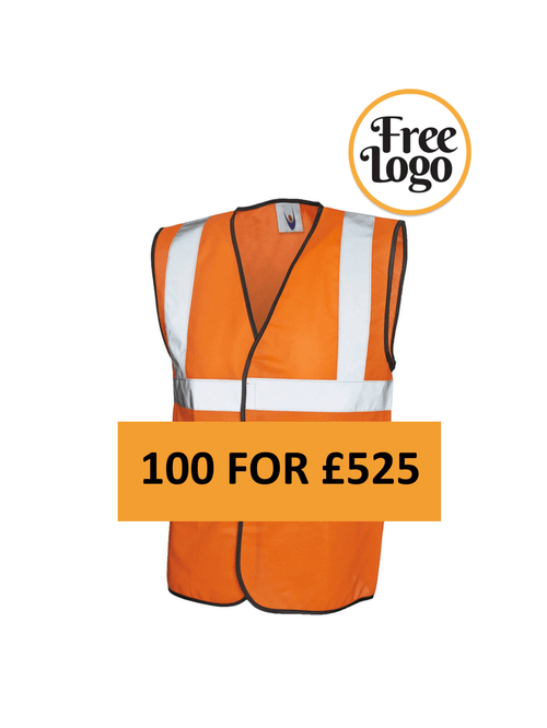 100 x Hi Vis Waistcoat FREE LOGO