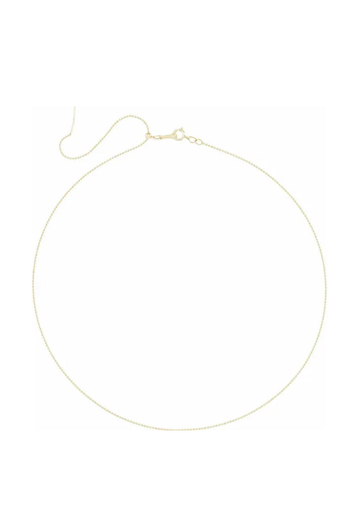 1mm Bead Chain Adjustable Threader Necklace - 14k Yellow Gold