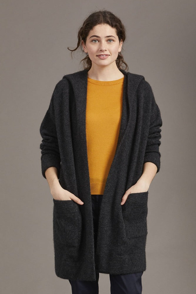 Possum and Merino. 5013 Oversize Hood Jacket - Heavenly warmth and comfort, our Oversized Hood Jacket is ticking all the right boxes to become your new favourite overpiece of the season.  Mid weight Oversized Hood Two Front Pockets 35% Possum Fur, 55% Merino Wool, 10% Pure Mulberry Silk New Zealand designed and manufactured Generous Fit Natural and Sustainable