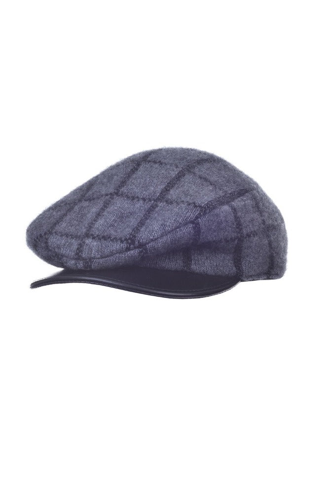 6081 Check Pattern Cheesecutter (with Lambskin Peak) - This is the classic Possum Merino men's cheesecutter to keep one's head warm while delivering timeless sophistication. The genuine lambskin leather peak compliments the design which has been specially crafted for you. Make it a great gift or keep one for yourself.