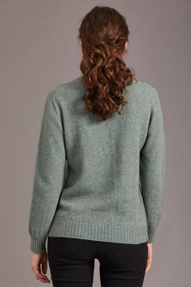 Possum and Merino  6129 Crew Neck Jersey with Lace Detail - The classic crew neck jersey gets a touch of feminine elegance with the delicate lace knit detail on the front. The blend of natural Merino, Possum fur and Silk fibres will ensure the cold never gets in. Hold onto this sumptuous McDonald jersey and don’t let go until the mercury rises.