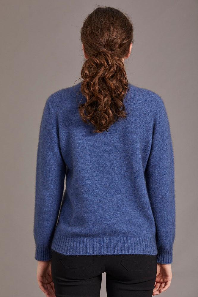 Possum and Merino  6129 Crew Neck Jersey with Lace Detail - The classic crew neck jersey gets a touch of feminine elegance with the delicate lace knit detail on the front. The blend of natural Merino, Possum fur and Silk fibres will ensure the cold never gets in. Hold onto this sumptuous McDonald jersey and don’t let go until the mercury rises.