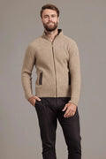 6610 Rib Zip Jacket with Leather Trim - For those who enjoy adventure with style, this zip-up jacket will tick all the boxes. Features genuine lambskin trim on the collar and pockets. High-performing natural fibres of Possum Merino and Mulberry silk will ensure you conquer your goals while look great.