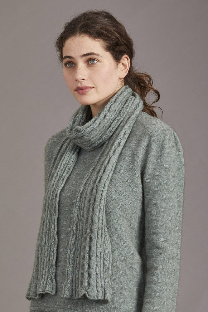Possum and Merino  669 Cable Scarf - Feel the luxurious warmth as you wrap this beautifully soft scarf on your neck. Style by adding a touch of colour to your neutral outfit or toning down a bright outfit with your selection from our beautiful range of colours. McDonald NZ’s Possum Merino and Mulberry Silk Cable Scarf features the intricate detail of the cable knit structure. An essential accessory for every wardrobe.