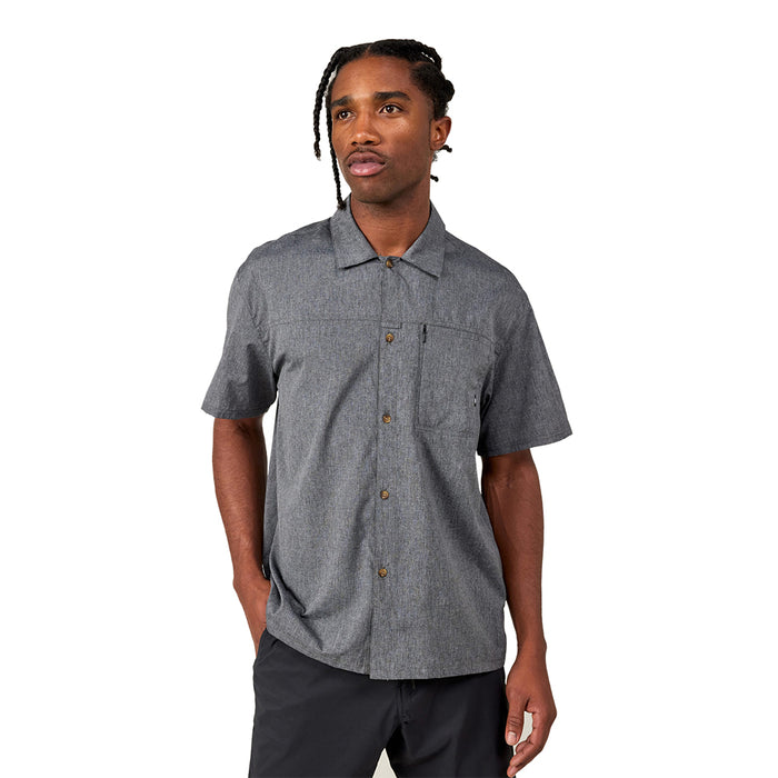 686 Canopy Perforated Short Sleeve Button Down heather charcoal pure boardshop