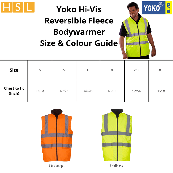 8 For £200 Yoko Hi-Vis Reversible Fleece Bodywarmer Bundle Deal