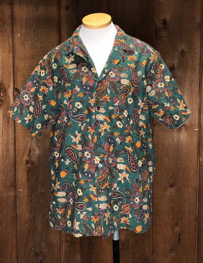 80s Hilo Hattie Floral Paisley Shirt    XL