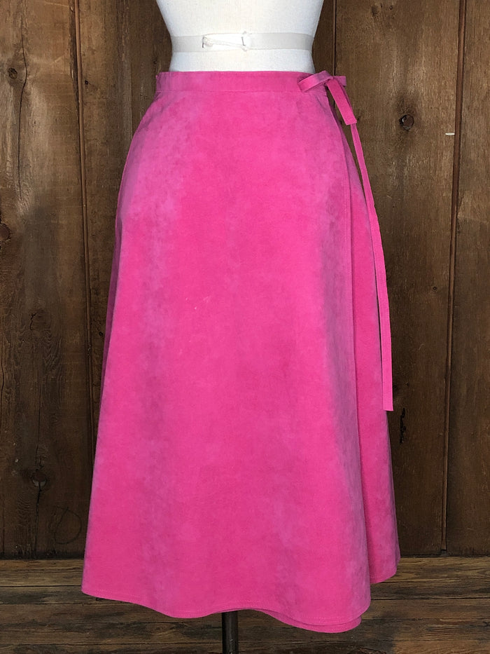 80s Louise Contie Pink Painted Wrap Skirt    M