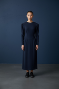 80s Maggy London Indigo Wool Dress     w28