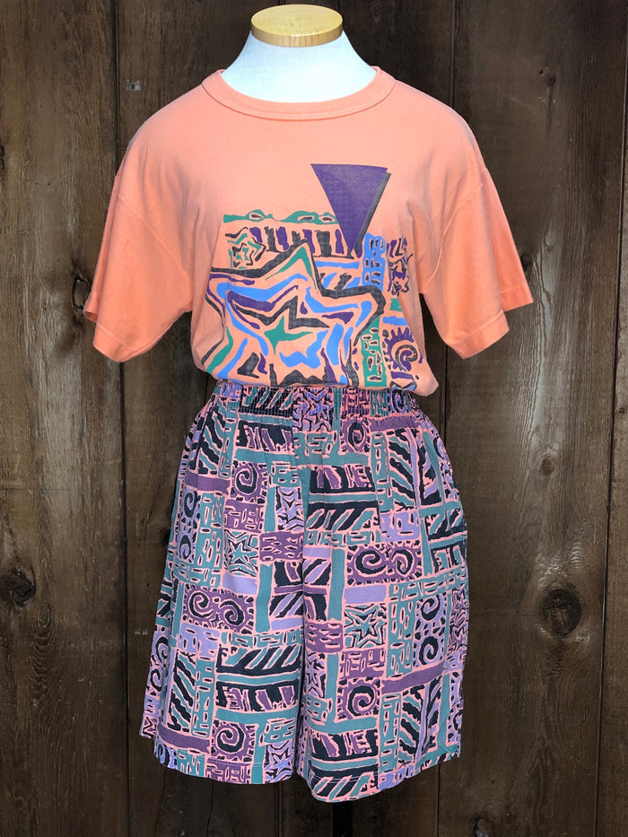 80s Willy-Dee Orng Short/Tee Set     M