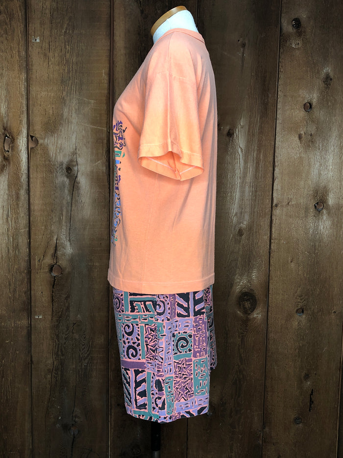 80s Willy-Dee Orng Short/Tee Set     M