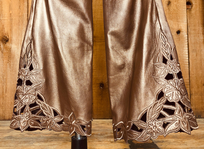 90s Bronze Leather Pants    NWT      w31