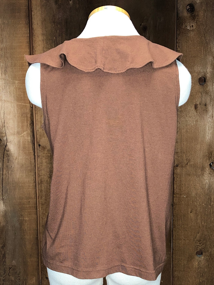 90s Headliners Brown Ruffle Tank Top       L