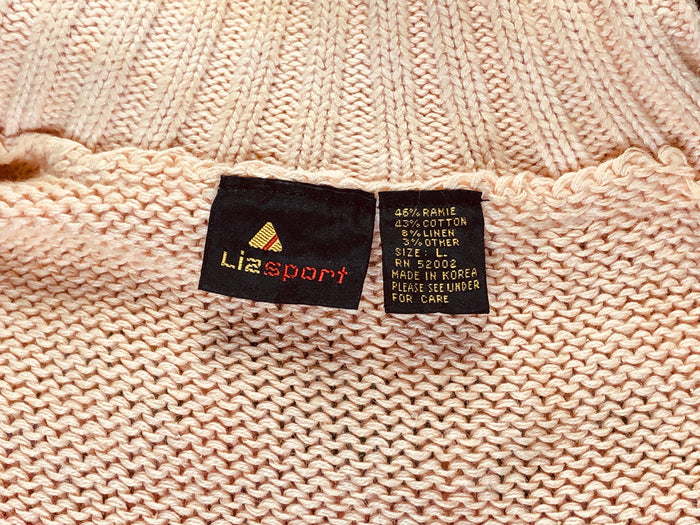 90s LizS. Peach/Grn Cotton Sweater     L