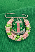 AKA Shield + Pink/Green Pearls Pin