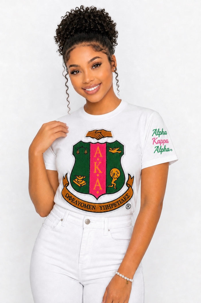 AKA White Shield Chenille Tee