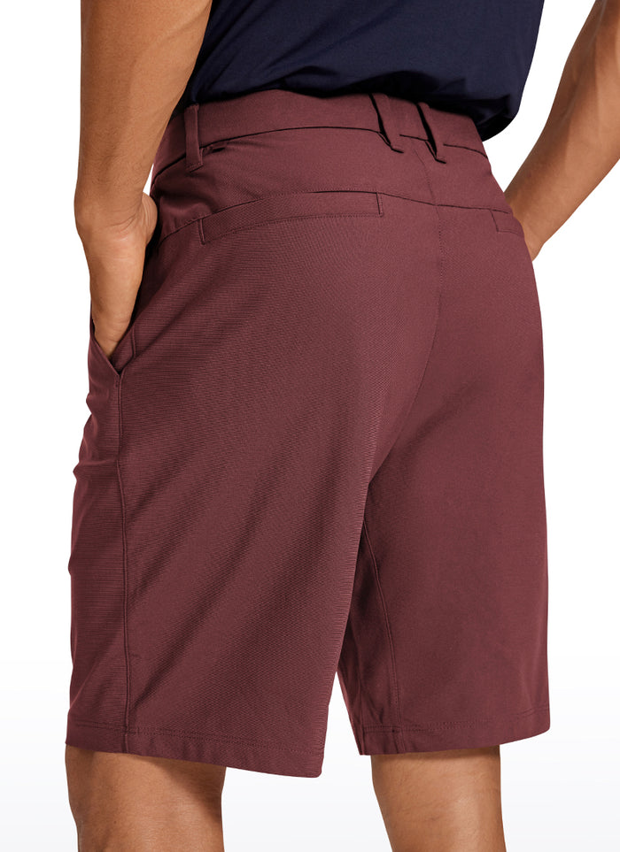 CRZ YOGA Men's Work Classic Fit All-Day Comfort Golf Shorts Pocket 9'' Saddle Brown