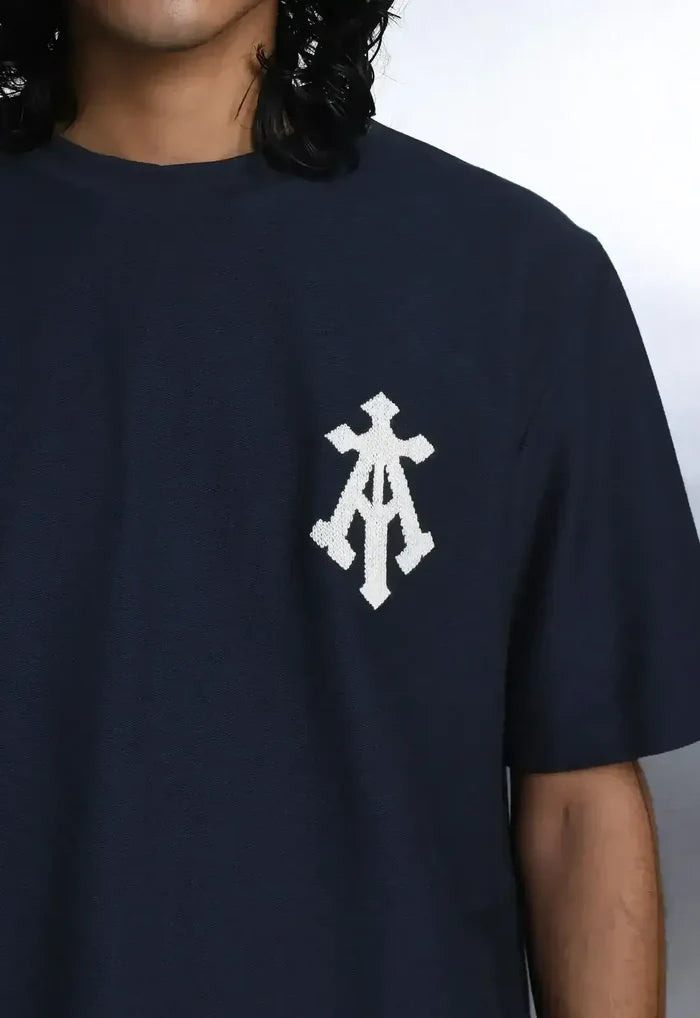 Alpha Cross Aari Knit Relaxed Tee