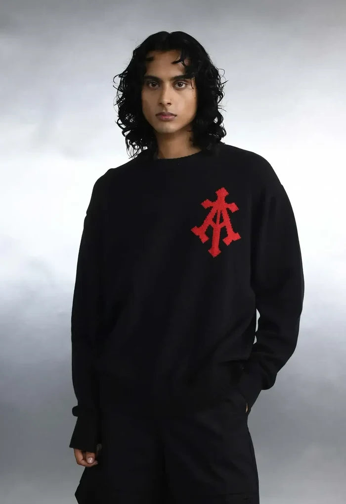 Alpha Cross Knit Sweater