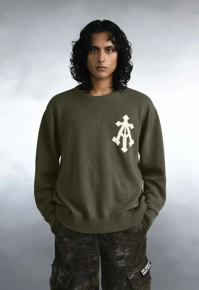 Alpha Cross Knit Sweater