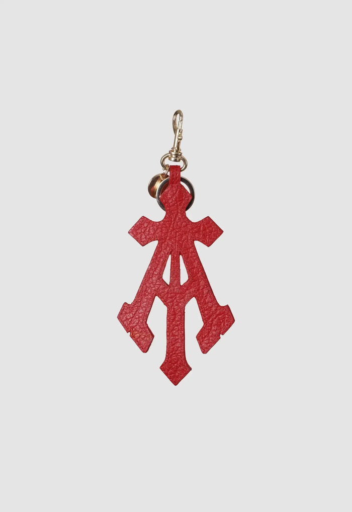 Alpha Cross Leather Keychain