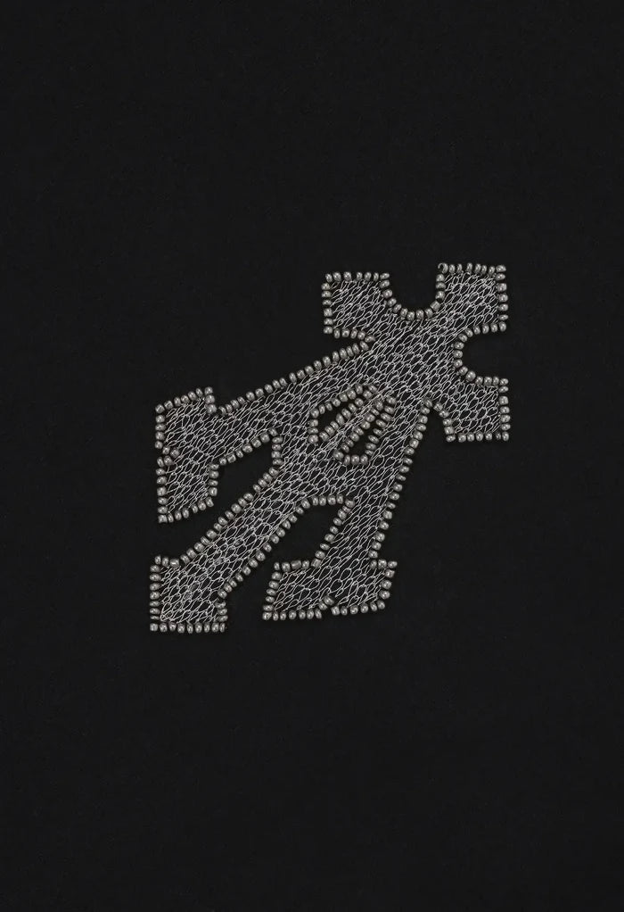 Alpha Cross Zari Embroidered Relaxed Tee