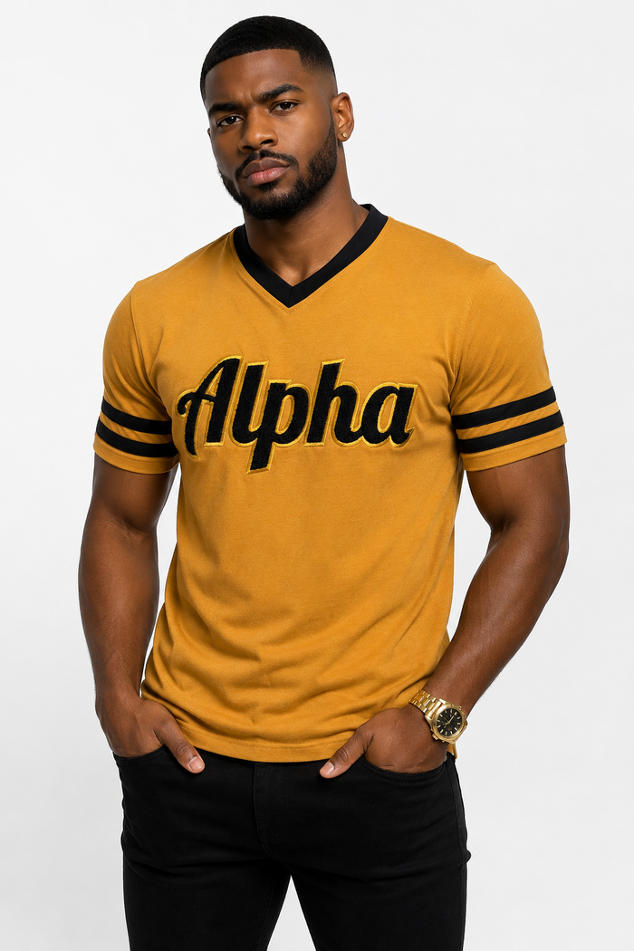 Alpha Gold V-Neck Varsity Tee