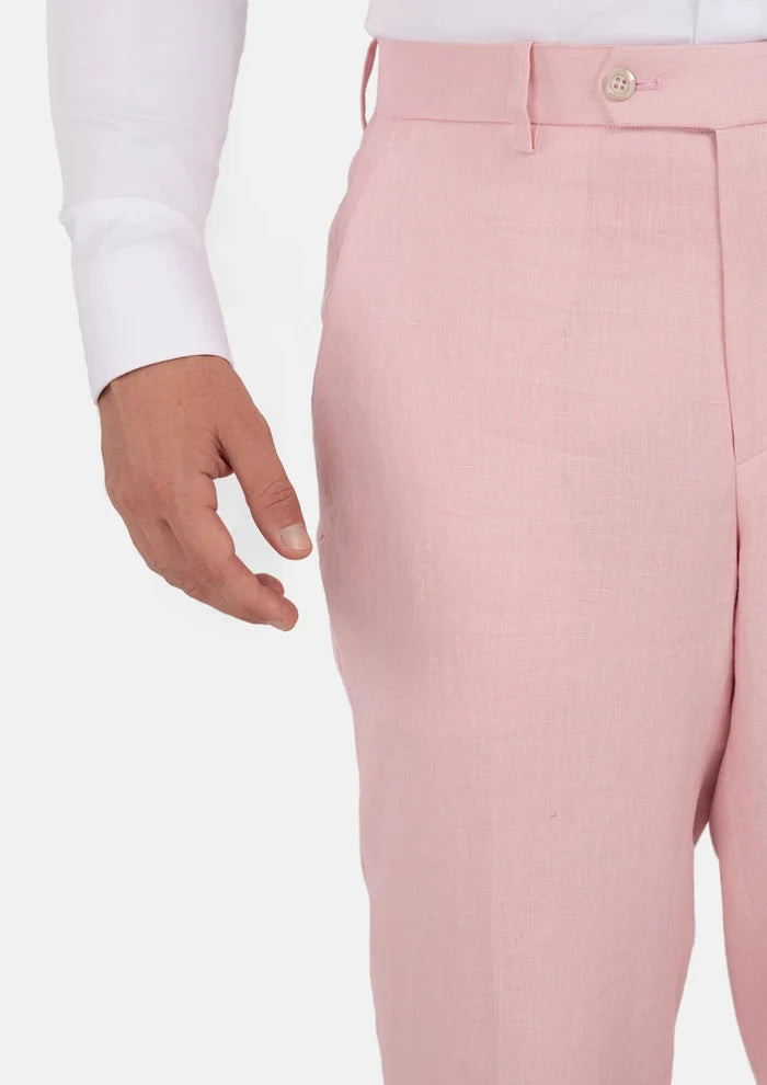 Amaranth Pink Linen Pants - SARTORO