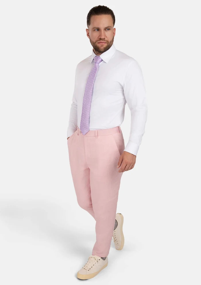 Amaranth Pink Linen Pants - SARTORO