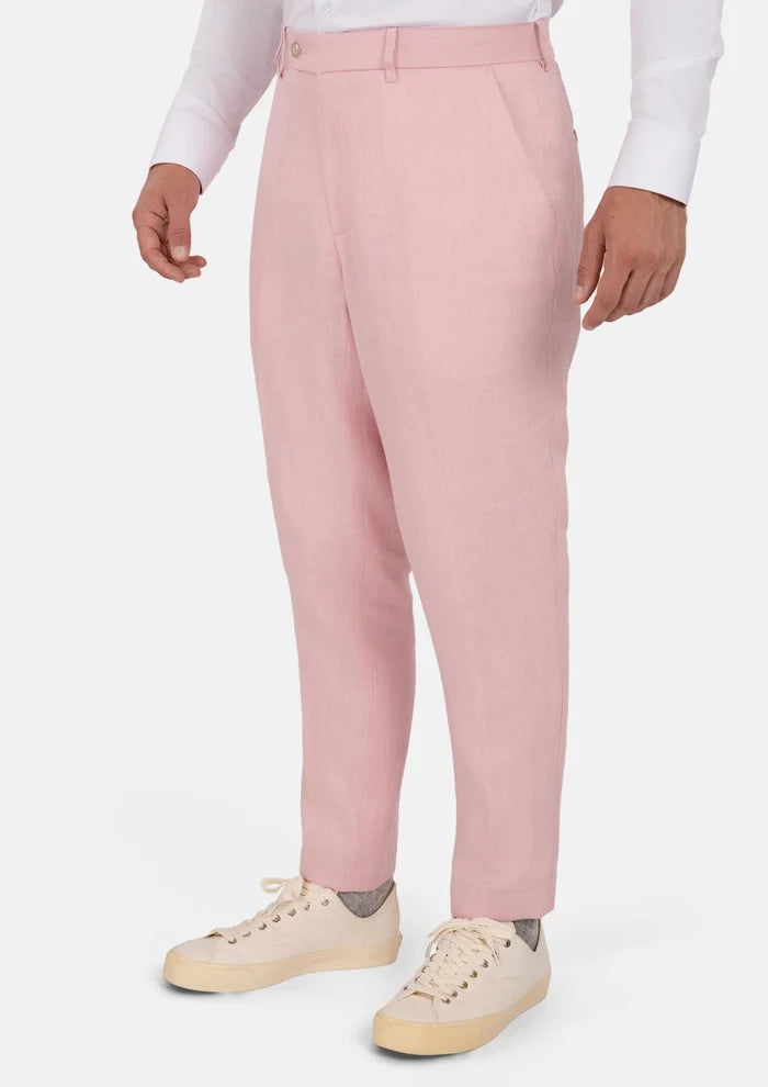 Amaranth Pink Linen Pants - SARTORO