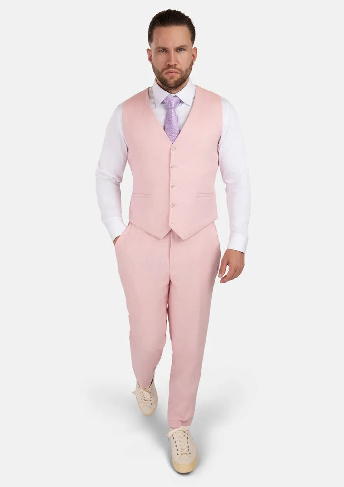 Amaranth Pink Linen Vest - SARTORO