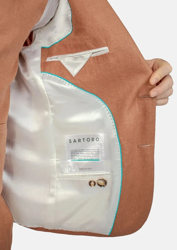 Astor Brown Amber Linen Suit - SARTORO