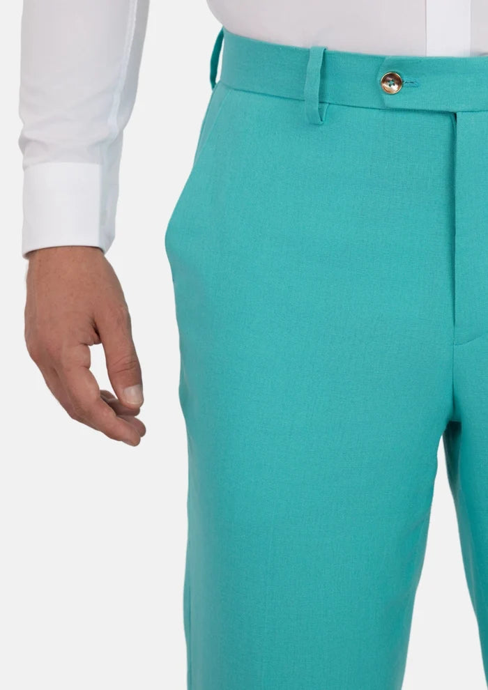 Atlantis Green Linen Blend Pants - SARTORO