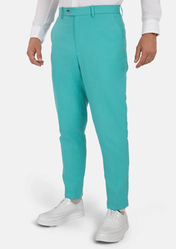 Atlantis Green Linen Blend Pants - SARTORO