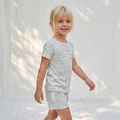 Petit Playa Bamboo Shortie Pajamas & Play Set in Hydrangea print, soft bamboo pajamas for babies and girls