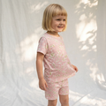 Petit Playa Bamboo Shortie Pajamas & Play Set in Peony print, soft bamboo pajamas for babies and girls