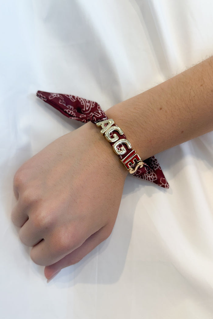 Bandana Slider Bracelet Aggies, adeline boutique, dallas boutique, boutique