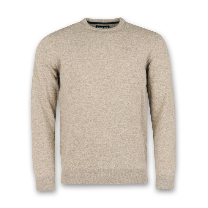 Barbour - Essential Lambswool Crew Neck Jumper in Fossil - Nigel Clare