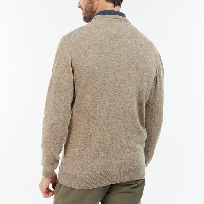 Barbour - Essential Lambswool Crew Neck Jumper in Fossil - Nigel Clare