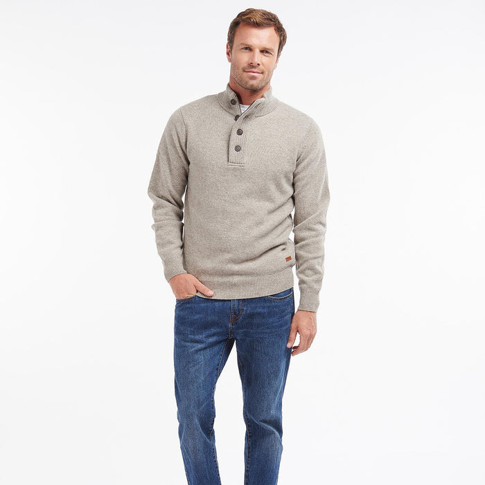 Barbour - Essential Patch Half Zip Jumper in Stone - Nigel Clare