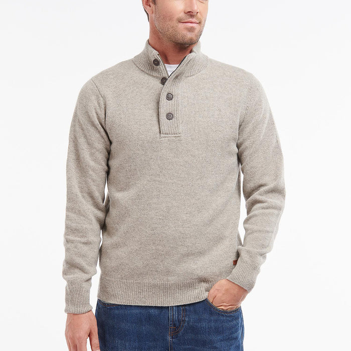 Barbour - Essential Patch Half Zip Jumper in Stone - Nigel Clare