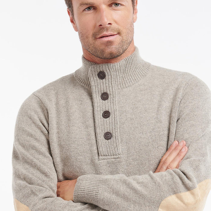 Barbour - Essential Patch Half Zip Jumper in Stone - Nigel Clare