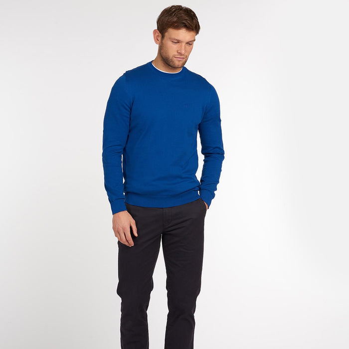Barbour - Light Cotton Crew Neck Jumper in Bright Blue - Nigel Clare