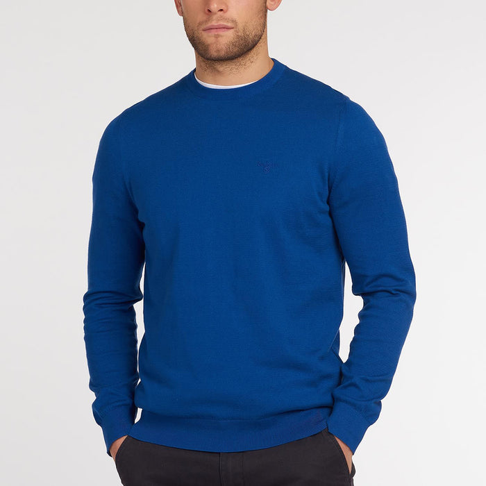 Barbour - Light Cotton Crew Neck Jumper in Bright Blue - Nigel Clare