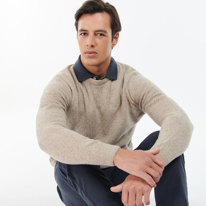 Barbour - Tisbury Crew Neck Jumper in Stone - Nigel Clare