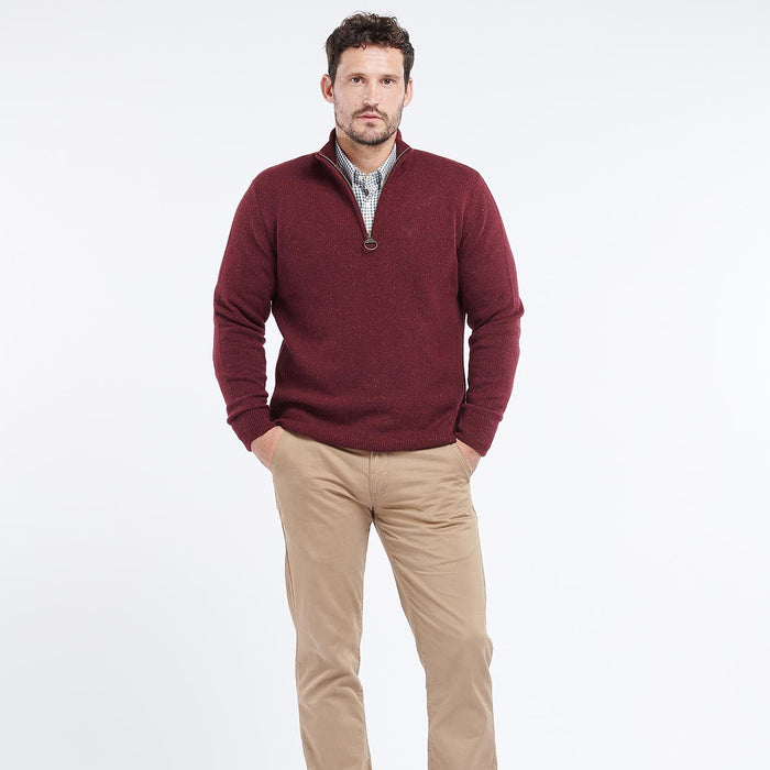 Barbour - Tisbury Half Zip Jumper in Ruby - Nigel Clare