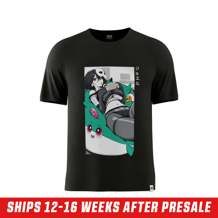 Solid black oversized short-sleeve shirt with a crew neckline shown from the back in 6XL size.