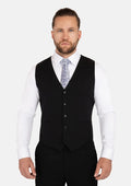 Black Linen Blend Vest - SARTORO