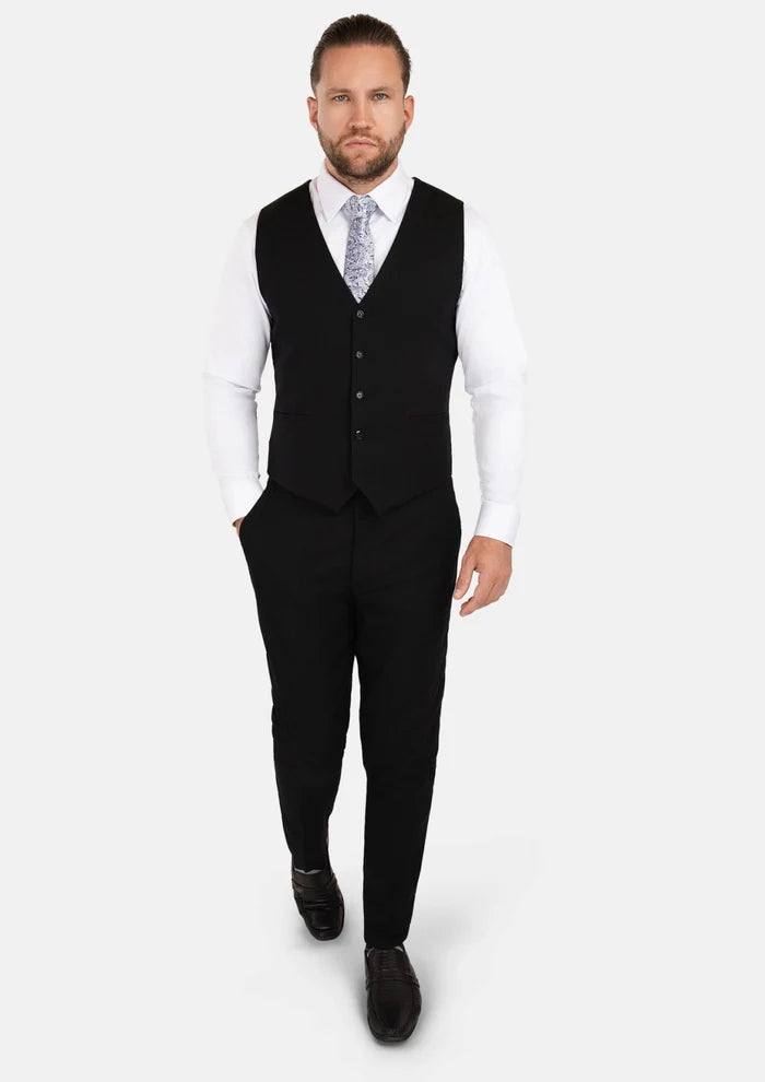 Black Linen Blend Vest - SARTORO