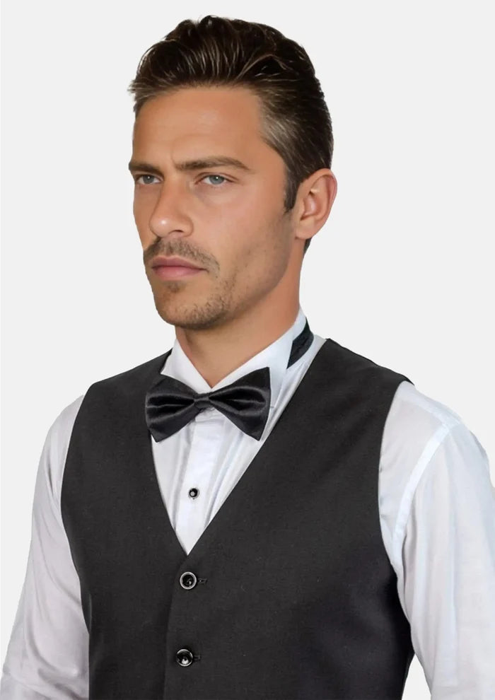 Black Sharkskin Vest - SARTORO